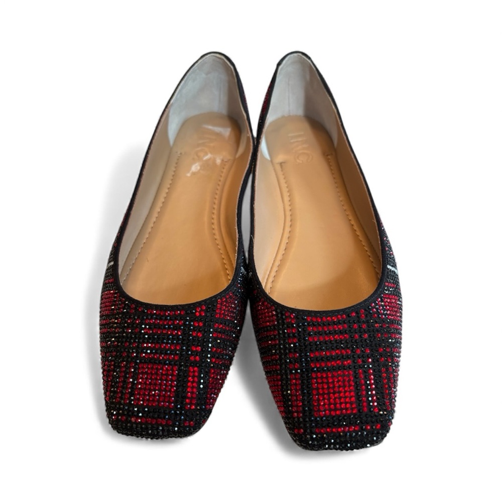 INC International Concepts Red and Black Plaid Flats Juney size 7.5 38